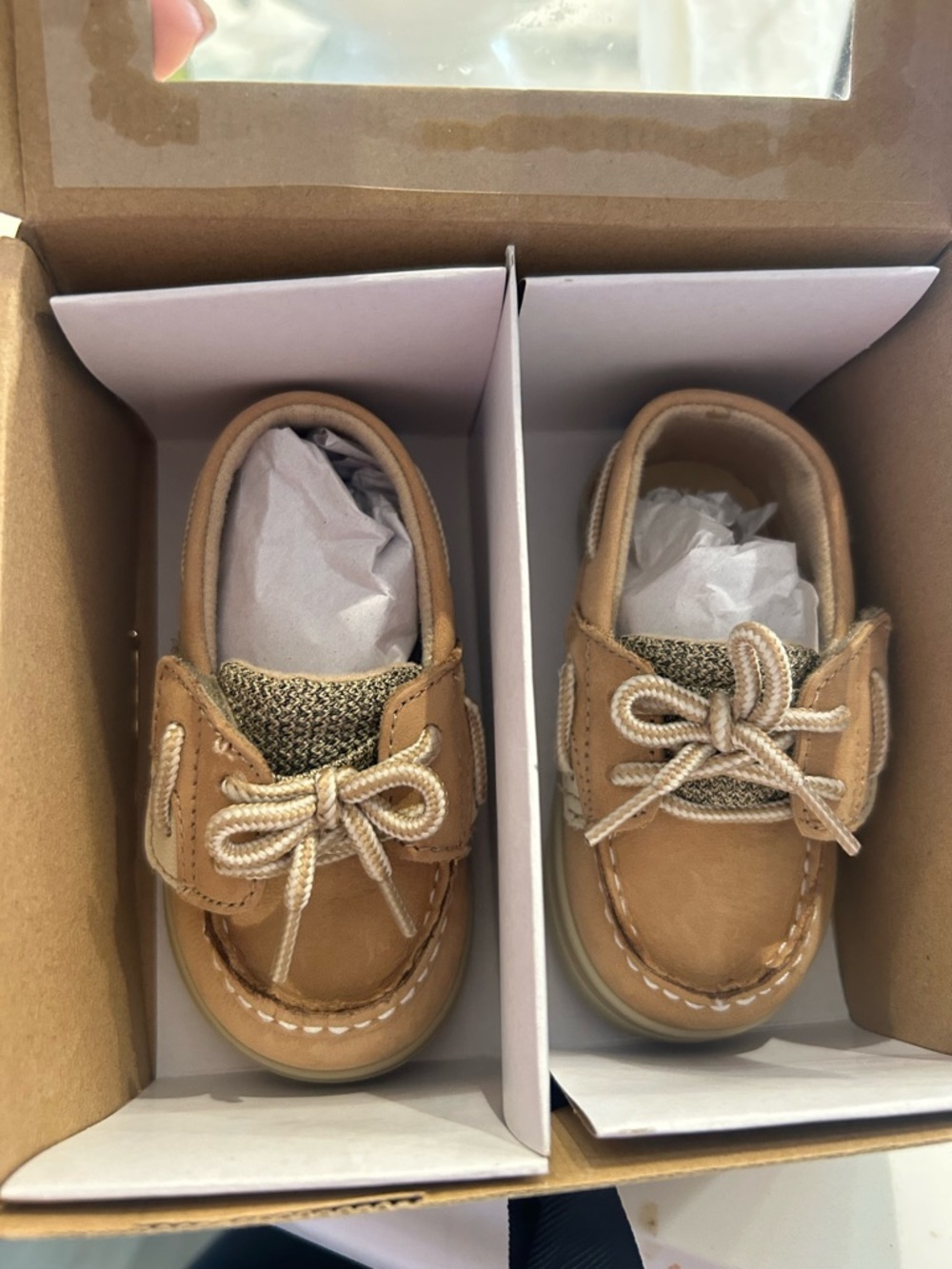 Sperry Kids Tan and Brown Moccasin Boat Shoes - Picture 2 of 3